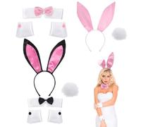 LDBKLGHJ Costume da Coniglio: Set Completo di Orecchie da Coniglio, Cravatte, Polsini e Coda - Il Tuo Costume da Coniglietta Playboy Perfetto per Ogni Occasione