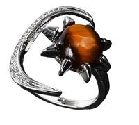Ldbuejiaja Anelli a forma di luna e stella, fatti a mano, gioielli regolabili da donna, accessori alla moda, anelli con cristallo naturale a forma di stella e luna, m, come descritto