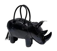 Ldbuejiaja Borsa a tracolla 3D a forma di rinoceronte, borsa a tracolla con maniglia per il trasporto, borsa a tracolla con tracolla rimovibile, borsa a mano con maniglia per il trasporto, Nero