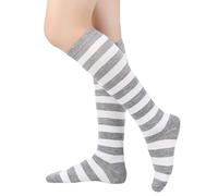 Ldbuejiaja Calze da donna a righe calze belle moda a righe colorate calze cosplay polpaccio lungo stivale calza regali tubo lungo, Bianco grigio chiaro, Thin strips