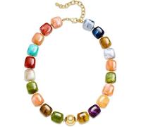 Ldbuejiaja Collana alla moda con perline in resina, cordoncino elastico, si adatta a tutte le dimensioni del collo, ideale per feste, accessorio alla moda e colorato, Einheitsgröße, come descritto