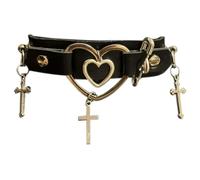 Ldbuejiaja Collana da donna a forma di croce, per Halloween, stile gotico, in pelle, choker a forma di cuore, alla moda