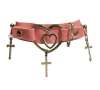 Ldbuejiaja Collana da donna a forma di croce, per Halloween, stile gotico, in pelle, choker a forma di cuore, alla moda