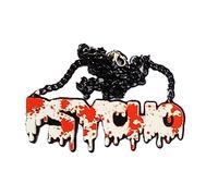 Ldbuejiaja Collana di Halloween spaventosa con ciondolo a forma di lettera inglese, in acrilico, da uomo, stile punk, per feste, idea regalo