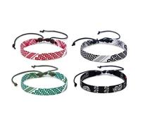 Ldbuejiaja Confezione da 4 delicati braccialetti in tessuto arabo, alla moda, con misura regolabile, per tutti i polsi, design versatile