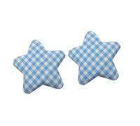 Ldbuejiaja Cuffie personalizzabili Twin Blue Star, accessori in tessuto morbido per auricolari a forma di stella a quadretti blu