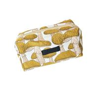 Ldbuejiaja Elegante beauty case con motivo a fungo, interno spazioso e cerniera ad accesso rapido, ideale per organizzare le valigie cosmetiche, giallo., B