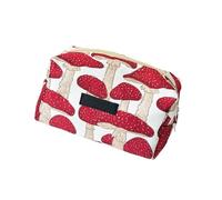 Ldbuejiaja Elegante beauty case con motivo a fungo, interno spazioso e cerniera ad accesso rapido, ideale per organizzare le valigie cosmetiche, Colore: rosso, B