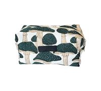 Ldbuejiaja Elegante beauty case con motivo a fungo, interno spazioso e cerniera ad accesso rapido, ideale per organizzare le valigie cosmetiche, verde, A