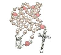 Ldbuejiaja Elegante rosario con ciondolo a forma di rosa, con perline di vetro, unisex, gioiello ornamentale