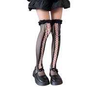 Ldbuejiaja Graziose calze a rete giapponesi | Calze scavate sopra il ginocchio, da donna, per cosplay, feste