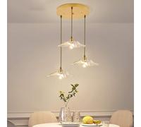 LDCBFTR 3 Light Clear Floro Flower Petal Cucina Isola Cluster Glassa sospesa Nordic Modern Modern Regolabile Sampa