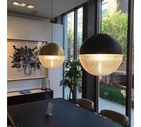 LDCBFTR Adelita Globe Lampada a Sospensione LED/Edison E27 Lampadina Apparecchio Durevole Vetro Strutturato Oro Nero Paralume Lampada da soffitto in Metallo (Nero - Senza Lampadina)