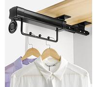 LDCBFTR Asta per Appunti per Abbinamento da 30 cm-55 cm ， Guardaroba per Armadio Retrattile grollo Ganci per Asciugamani, Montaggio Superiore, 2 Colori (Nero, 308 mm) WFJ