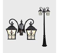 LDCBFTR Lampada da Strada a palo Alto da 1,7 m Lanterna in Vetro Americano a 2 luci Lampione Stradale Paesaggio Esterno Villa Lampada da palo Impermeabile Lampada da Giardino in Alluminio Pilastro