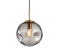 LDCBFTR Lampadario a LED, luci sospese Personalizzate Nordic E27, Comodino a Sospensione con Comodino in Vetro con concavo con concavo, lampade a Sospensione semplici Moderne (Colore: Cenere -25 cm)