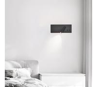 LDCBFTR Lampade a Parete Luci a LED Moderna Rotazione Interna con Interruttore con rifugio Regolabile in Alluminio Acrilico per Letto Soggiorno Camera da Letto (Luce Neutra a Destra Nera)