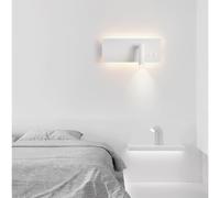LDCBFTR Lampade a Parete Luci a LED Moderna Rotazione Interna con Interruttore con rifugio Regolabile Acrilico in Alluminio per Letto Soggiorno Camera da Letto (Luce Calda Destra Bianca)