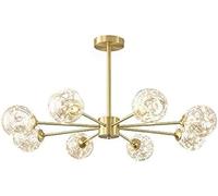 LDCBFTR Lampade a Sospensione a LED satellitari Artificiali in Ottone retrò con Paralume a Sfera di Cristallo, lampadari a Semi-Incasso, Rami montati, lampadari, plafoniera in Oro Lucido, Foyer