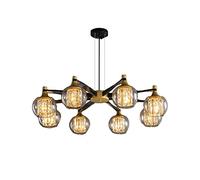 LDCBFTR Lampadella a 8 luci, Moderno Vetro in Metallo, a soffitto Nero Apparecchiatura di Illuminazione ad Altezza Regolabile per Soggiorno, Sala da Pranzo, Camera da Letto-Nero 2 74x18 cm