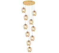 LDCBFTR Lampadellieri di Vetro a 10 luci Moderni Rain Goccia Alta Cupola d'oro Oro Lungo lampadario Lungo per l'illuminazione delle Scale di Ingresso Foyer, Altezza Massima 6,5 Piedi (2 m)
