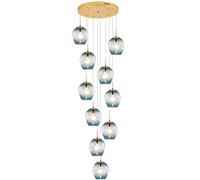 LDCBFTR Lampadellieri di Vetro a 10 luci Moderni Rain Goccia Alta Cupola d'oro Oro Lungo lampadario Lungo per l'illuminazione delle Scale di Ingresso Foyer, Altezza Massima 6,5 Piedi (2 m)