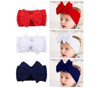 LDDCX Fasce per capelli per bambine, con fiocchi in nylon, accessori per capelli per neonati, neonati e bambini, perfette per l'uso quotidiano e servizi fotografici. (FD130) (rosso, bianco, blu navy