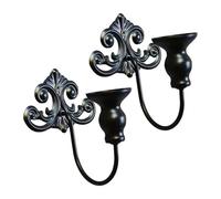 LDDIFHWW 2 Pezzi Applique Da Parete Portacandele in Metallo Rustico Francese Retrò Candelabro in Ferro per Soggiorno Decorazione Artistica Da Parete 1, Nero