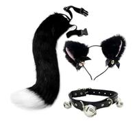 LDDIFHWW 3 Pezzi Accessori Gatto Orecchie Coda Collare Set Costume Cosplay Choker Regolabile in Pelliccia Sintetica con Dettagli in Metallo E Archetto Sottile, E款三件套