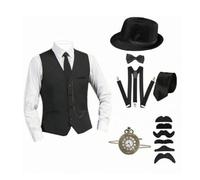 LDDIFHWW Abito 1920s | Cinturino Posteriore Regolabile, Set con Bretelle, Vintage, Set con Papillon, per Feste a Tema, Spettacoli Teatrali, Adulti