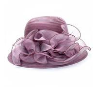 LDDIFHWW Cappello da Sole Donna Cappello Elegante Cappello Larga Cappello da Cerimonia Cappello con Dettagli a Onde Copertura Ampia Materiale Leggero, Viola Scuro
