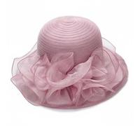 LDDIFHWW Cappello da Sole Donna Cappello Elegante Cappello Larga Cappello da Cerimonia Cappello con Dettagli a Onde Copertura Ampia Materiale Leggero, Viola Chiaro