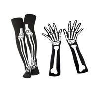 LDDIFHWW Set di Guanti E Calzini da Scheletro per Costumi di Halloween - Accessorio Unisex - Comodo, Traspirante, Facile da Lavare - Materiale Perfetto per Le, Guanti di Medie Dimensioni