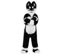 LDDIFHWW Tutina Animale Completa con Testa Incorporata E Orecchie Dal Design Coerente in Pile Morbido Bianco E Nero con rrotondate per Raduni di E Scatti Creativi