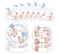 LDFDRT 60 piatti di carta e tovaglioli, stoviglie per feste di compleanno, 18 cm, 20 e 23 cm, 20 tovaglioli, 20 pezzi, decorazione per feste (piccolo orso)
