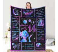 LDFHOIN Coperta per il 14° compleanno, per mia figlia, coperta personalizzata di mamma e papà, per figlia, messaggio tedesco, 130 x 150 cm
