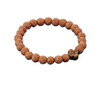 LDGSUPH 1 pezzo braccialetto rosario naturale donna elastico fiore intagliato croce preghiera religiosa regalo gioielli-nero-grande