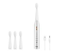 LDGSUPH Adatto per spazzolino elettrico con 5 modalità, ricaricabile tramite USB, IPX7, setole morbide ad ultrasuoni per adulti, design classico in 4 colori (bianco a 4 teste)