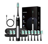 LDGSUPH Adatto per spazzolino elettrico JS10 - Spazzolino automatico ricaricabile intelligente con 5 modalità di pulizia per l'igiene orale (set nero)