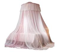 LDGSUPH Baldacchino da letto, for ragazze, Tenda a baldacchino - a cupola in rete trasparente a doppio strato con zanzariera Princess in pizzo rotondo for letti gemelli Queen King