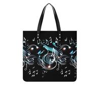 LDGSUPH Borsa a tracolla con note musicali, in pelle PU, borsa per la spesa, leggera, alla moda, grande borsa a tracolla