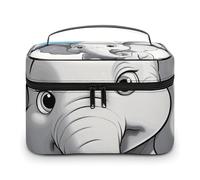 LDGSUPH Borsa per il trucco a forma di elefante bianco con manico Borsa da toilette da viaggio portatile leggera impermeabile carino cosmetici borse grande moda custodia organizer per trucco per le