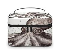 LDGSUPH Borsa per il trucco a forma di polpo con manico Borsa da toilette da viaggio portatile leggera impermeabile carino cosmetici borse grande moda custodia organizer per trucco per le donne