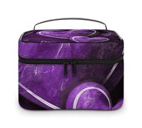 LDGSUPH Borsa per il trucco con cuori viola con manico Borsa da toeletta da viaggio portatile leggera impermeabile carino cosmetici borse grande moda trucco organizzatore per le donne