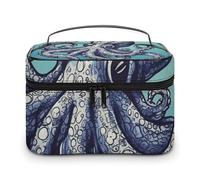 LDGSUPH Borsa per il trucco con design a polpo con manico borsa da toilette da viaggio portatile leggera impermeabile carino cosmetici borse grande moda custodia organizer per trucco per le donne