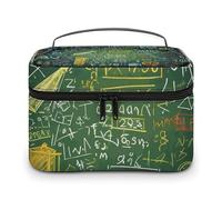 LDGSUPH Borsa per il trucco con domanda di matematica con manico Borsa da toeletta da viaggio portatile leggera impermeabile carino cosmetici borse grande moda trucco custodia organizer per le donne