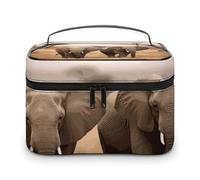 LDGSUPH Borsa per il trucco con elefanti selvatici con manico borsa da toilette da viaggio portatile leggera impermeabile carino cosmetici borse grande moda trucco organizer per donne