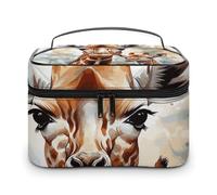 LDGSUPH Borsa per il trucco con giraffa con cervo acquerello con manico Borsa da toilette da viaggio portatile leggera impermeabile carino cosmetici borse grande moda custodia organizer per trucco per