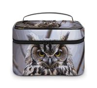 LDGSUPH Borsa per il trucco con gufo su un ramo con manico Borsa da toilette portatile da viaggio leggera impermeabile carino cosmetici borse grande moda trucco organizzatore per le donne