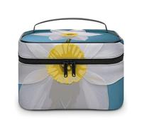 LDGSUPH Borsa per il trucco con narciso bianco con manico Borsa da toilette da viaggio portatile leggera impermeabile carino cosmetici borse grande moda trucco organizzatore per le donne